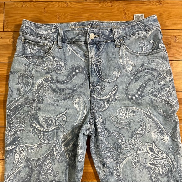Chico's Light Blue Bandana Paisley Ankle Stretch Skinny Jeans Coastal Cowgirl - Picture 3 of 12
